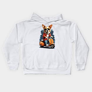 Dog riding Motorcycle Kids Hoodie